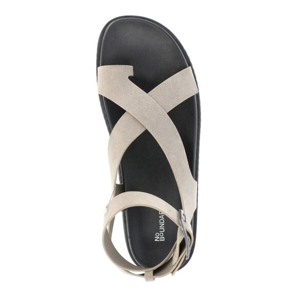 No Boundaries Women's X-Strap Toe Loop Sandals, Size 7, Adjustable Straps, Flat - Picture 3 of 5